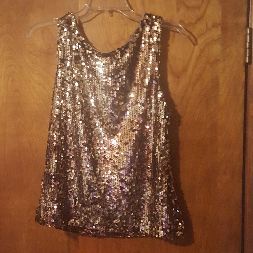 Rose Gold Sleeveless Sequin Top